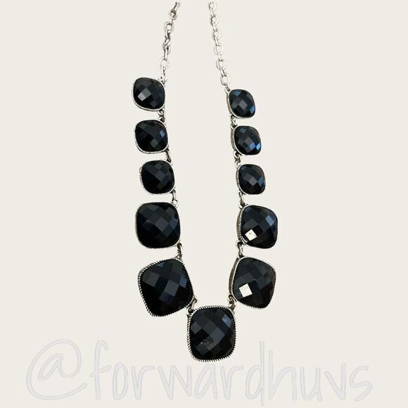 Premier Designs Black Faceted Square Bead Necklace - Picture 8 of 10